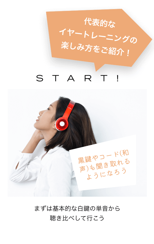 代表的なイヤートレーニングの楽しみ方をご紹介！START! 黒鍵やコード(和声)も聞き取れるようになろう まずは基本的な白鍵の単音から聴き比べして行こう