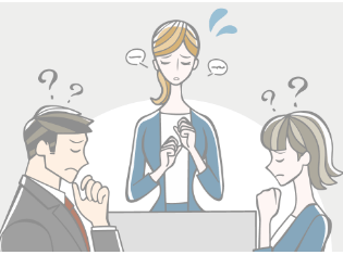 プレゼンするが声が届かない女性