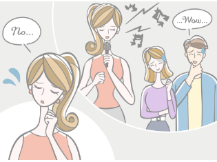 歌が下手で人前で歌えない女性